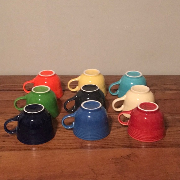 9 FIESTA Coffee Cups Only NWOT No Saucers 1950's Kitchen Mugs Primary Colors - Picture 5 of 8